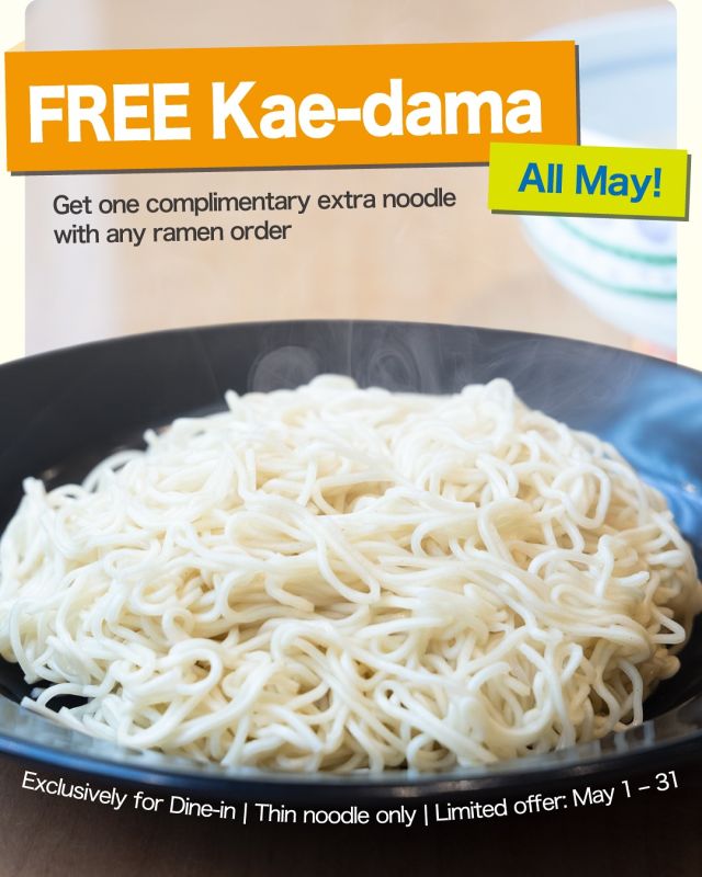 .
FREE Kae-dama all May❗️ Enjoy a complimentary extra thin noodle with any ramen order. 🍜
Whether you're craving more noodles, sharing a bowl with your kids, and more — it’s entirely up to you✨

Available at all Maruhachi locations!  Exclusively for Dine-in | Thin noodle only | Limited offer: May 1–31

#kaedama #campaigning 

#ramenlovers #ramenrestaurant #ramentime 

#604eats #vcbfood #vancitybuzzfood 
#dishedvan #foodforfoodie #yvrfood #dhvanfood #vancouvereat #ramen #vancouverramen #vancouvereats

#maruhachi #maruhachiramen #homemade  #chickenbroth  #toripaitan  #まる八
#ラーメン #鷄白湯